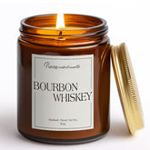 Bourbon Whiskey Scented Candle For Home, Natural Soy Wax Aromatherapy Non Toxic Candle Gifts For Women & Men, Handmade Highly Scented & Long Lasting Jar Candle For Stress Relief (9Oz)