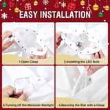 23" Moravian Star Outdoor Light - 18 Point White Christmas Star Indoor, 3D White Pvc, Waterproof Ip44, Battery Operated