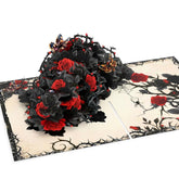 Gothic Black Rose 3D Greeting Card, Halloween Pop Up Card, Happy Halloween Birthday Card, Spooky Anniversary Cards For Wife Women, Goth Valentines Card