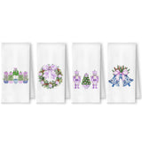 Purple Chinoiserie Christmas Kitchen Towels, Grandmillennial Christmas Dish Tea Towels, Blue White Xmas Tree Wreath Nutcracker Bell Decorative Hand Towels For Bathroom, 16X24 Inch Set Of 4