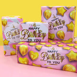Happy Birthday Wrapping Paper 4 Sheets Pink Gold Gift Wrapping Paper Golden Star Love Heart Balloon Gift Wrap Paper For Mom Dad Birthday Kids Girls Boys Men Women Gift Wrap Paper,28 * 20 Inch