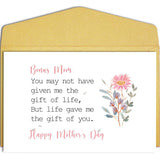 Funny Bonus Mom Mothers Day Card, Mother'S Day Gift For Stepmom, Step Mother'S Day Card From Stepson Stepdaughter, Not Have Given Me The Gift Of Life