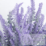 12 Bundles Artificial Lavender Fake Flowers Faux Plastic Plants For Home Wedding Kitchen Garden Patio Window Box Office Table Centerpieces Indoor Outdoor Decor, Gray Purple