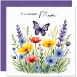 Lovely Mum Birthday Card With Flowers & Butterfly Design - Floral Birthday Cards For Mum Mother Mom