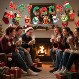 Pre-Assembled Christmas Hot Cocoa Banner,Hot Cocoa Cups Garland,Gingerbread Hot Chocolate Bar Supplies For Baby Shower Winter Holiday New Year Party Decor,Snowflake Holiday Party Winter Wedding Sign