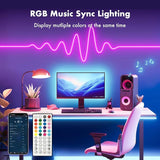 50FT RGB LED Neon Rope Lights App & Remote Control Music Sync IP67 Waterproof Strip Lights