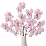 3 Pcs Pink Artificial Cherry Blossom Branches, 40 Inch Realistic Faux Long Stems Cherry Blossom Flowers Vase Arrangements For Wedding, Table Centerpiece, Home Party, Kitchen Decor