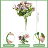 3 Bundles Roses Artificial Flowers,Roses Bouquet With Leaf,Fake Flowers For Wedding Decorations, Home Indoor,Outdoor Wedding Party Use-Purple
