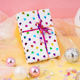 Valentines Wrapping Paper Roll, Hearts Printed Colorful Holographic Foil Design For Birthday, Anniversary, Baby Shower, Wedding Gift Wrapping, Mini Roll, 17In X 16.4Ft