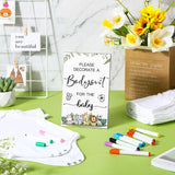 26 Pcs Baby Shower Games Diy Bodysuit Set 1 Wooden Sign 15 White Bodysuits 10 Fabric Markers For Birth Decorating Kit(Woodland Animal)
