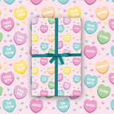 10 Sheets Galentine'S Day Conversation Heart Wrapping Paper - Not Roll - 19.7 X 27.6 Inch Romantic Love Heart Patterns Gifts Wrap Paper For Valentine’S Day Wedding Party Supplies