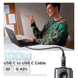 100W USB C to USB C Fast Charging Cable 6.6FT with LED Display for iPhone 17 16 MacBook Galaxy