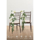 10Pcs Wedding Chair Decorations Aisle Floral Swag Artificial Pew Flowers Hanging Garland White & Sage Green For Ceremony Reception Church Rose Floral Faux Arrangement Party Outdoor Decor