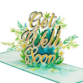 Get Well Soon Pop Up Card, Blossoming Field, Flowers, 3D Greeting Cards, Gifts For Mom, Mother In Law, Wife, Girlfriend, 5X7 - Includes Envelope And Message Note