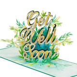 Get Well Soon Pop Up Card, Blossoming Field, Flowers, 3D Greeting Cards, Gifts For Mom, Mother In Law, Wife, Girlfriend, 5X7 - Includes Envelope And Message Note