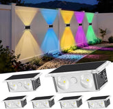6 Pack Solar Fence Lights RGB Color Changing Up Down LED Wall Patio Backyard Lights
