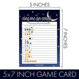 Over The Moon Baby Shower Games, Emoji Game Cards - Twinkle Twinkle Little Star Baby Shower - 20 Count