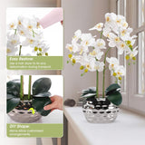 2 Pack Orchids Artificial Flowers 24" White Faux Phalaenopsis With Ceramic Pot, Real Touch Faux Silk Orchid Plant For Table Centerpieces Home Office Living Room Weeding Decoration