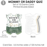 Big Dot of Happiness Boho Botanical Baby Shower Game Pack, 4 Unique Games, 10 Double-Sided Cards Each - Quiz, Facts, Purse Search, Wishes, Quality Design