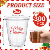 300 Pcs 3 Oz Merry Christmas Plastic Shot Cups Clear Disposable Small Drinking Cups Whiskey Tasting Food Samples Perfect For Christmas Party Favors Supplies Coffee Wine Cold Drinks Tasting