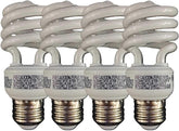 14W E26 Spiral CFL Light Bulbs 2700K Warm White 900 Lumens 65W Equivalent Non-Dimmable 4 Pack