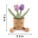 Wool Woven Tulips, Artificial Plants Permanent Tulips, Hand-Woven Flowers Suitable For Dining Tables, Offices, Birthday Gifts, Weddings, Thanksgiving Decorations (Purple)