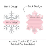 Big Dot of Happiness Pink Winter Wonderland - Wish Card Holiday Snowflake Birthday Party and Baby Shower Activities - Shaped Advice Cards Game - Set of 20