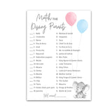 Gender Reveal Party Game — Cartoon Parent Match Game — Pack Of 25 — Elephant Pink Or Blue Baby Shower Game, Match Famous Cartoon Parents Co-Ed Fun Shower Activity, Star Kids Match Game G510-Dpm