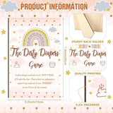 51 Pcs Dirty Diaper Wooden Game Sign Baby Shower Game Sign Dirty Diaper Instruction Sign 50 Pcs Mini Diapers Cute Felt Diaper For Game Gender Neutral Party Baby Shower Game (Boho)