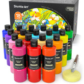 18 Colors Acrylic Paint Bottle Set (250Ml/8.45Oz), Rich Pigmented Bulk Painting Supplies For Artists, Beginners And Kids On Rocks Crafts Canvas Wood Ceramic