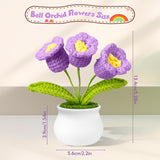 Artificial Bell Orchid Flowers Crochet Flowers, Handmade Crochet 3 Purple Crocheted Flower, Knitted Flower For Home Office Car Decor To Friends Kids Family