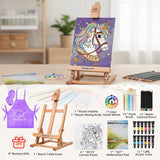 46 Pcs Acrylic Paint Set With Table Easel, Art Painting Kit With Acrylic Paints, Canvas Panels, Paintbrushes, Canvas Supplies Kit For Kids, Adults, Beginners, And Artists, Purple