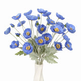 Poppy Flowers Artificial,8Pcs Blue Silk Poppy Flowers Faux Poppies With Stem For Wedding Party Table Centerpiece Home Decor(Blue)