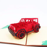Red Jeep Pop Up Birthday Card, Thank You Card, Love Card, Graduation Card, Anniversary Card, Just Because, Romantic Cards For Man, Woman, Lady, Girl, Boy Jeep Pop Up Card (Red)