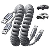 2 Pack 4FT Coiled USB A to USB C Fast Charging Cable for CarPlay Android Auto iPhone Samsung