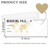 Scratch Surprise Boarding Pass, 1 Set Make Your Own Diy Travel Ticket, Surprise Reveal Card For Holiday, Christmas, Wedding, Birthday, Anniversary, Party Supply(3.5"X8" Gold)-A001