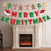 Merry Christmas Banner Indoor Christmas Wall Decor, Christmas Fireplace Banner For Christmas Party Decorations, Red And Green Merry Christmas Signs Backdrop For Xmas Holiday Mantle Fireplace Home Decor