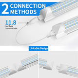 2 Pack 2FT LED Shop Lights 24W 3600LM 6500K D Shape Linkable T8 Integrated Utility Fixtures