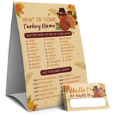 Thanksgiving Games Sign - What'S Your Turkey Name, Thanksgiving Activities For Family, Fall Party Games (2C)