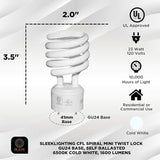 GU24 CFL Light Bulbs 23W 6500K Daylight 1600 Lumens 100W Equivalent 2-Pin Twist Lock 4 Pack