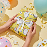 Funny Birthday Wrapping Paper - Mini Roll - Happy Birthday Cats Pattern For Party Gift Wrap And Special Occasions - 17 Inches X 16.4 Feet