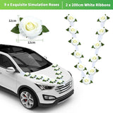 Artificial Flowers Bouquet Ribbon Set, Wedding Car Flowers For Wedding Party Decoration