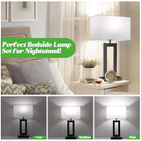 White& Black Table Lamp Set Of 2 Touch Control Lamps 3-Way Dimmable Bedroom Bedside Nightstand Lamps W/Usb Ports Modern Table Lamp For Living Room End Table Office, 22’’ Tall, Daylight
