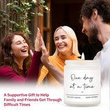 Get Well Gifts For Women Men, Thinking Of You Gift-One Day At A Time Lavender Scented Candle 7Oz, Inspirational Breast Cancer Care Present, Encouragement Sympathy Bereavement Christmas Gift