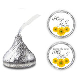 324 Sunflower Hugs And Kisses From The New Mr. & Mrs. Kisses Wedding Stickers, Floral Chocolate Drops Labels Stickers For Weddings, Bridal Shower Engagement Party, Bride And Groom Favors. Made In Usa
