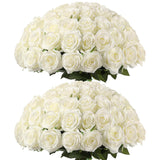 60 Pcs White Roses Artificial Flowers Bulk, Silk Roses With Stem Realistic White Artificial Roses For Decoration Diy Wedding Bouquet Bridal Shower Party Home Table Centerpieces Decor (White)