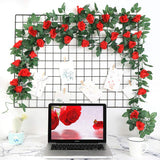 16 Ft Fake Rose Vine Garland Artificial Flowers Plants Hanging Rose Ivy Home Hotel Office Wedding Party Garden Décor (Red/2Pcs)