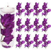 12 Pcs Purple Artificial Orchid Flower For Floating Candle Centerpieces, Faux Flower Vase Fillers For Wedding Table Party.
