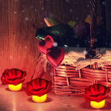 1000Pcs Rose Petals And Candles Set, 12Pcs Heart Battery Tea Lights, Red Led Tealight Candles, Romantic Decorations Special Night