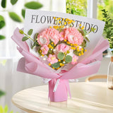 Handmade Crochet Carnation Rose Daisy As A Gift For Mother'S Day, Lover, Friends. Crochet Flowers Bouquet, Knitted Flowers With Led Lights, Artificial Flower Finished Bouquet